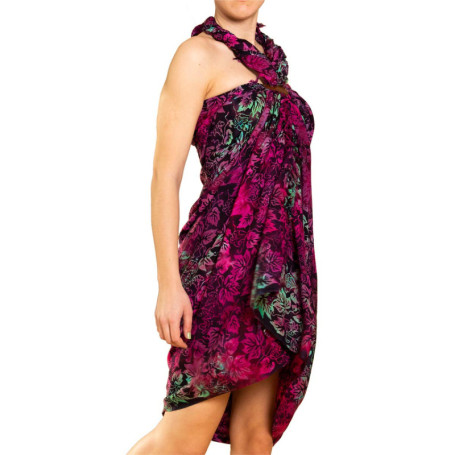 Sarong PANASIAM B600 Purple Leaf - Paréo Multi-usage en Viscose