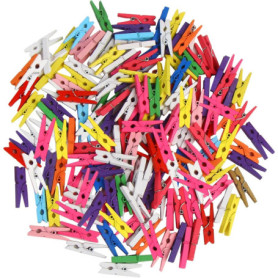 100 Pinces à Linge Colorées SULOLI - Mini Pinces en Bois Écologiques pour Décoration