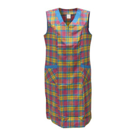 Tablier zippé à carreaux pour femme - Blouse de cuisine multicolore