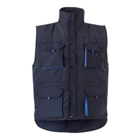 Gilet de Sécurité Matelassé Bicolore Multipoches - Bleu Marine et Ciel - Taille XL