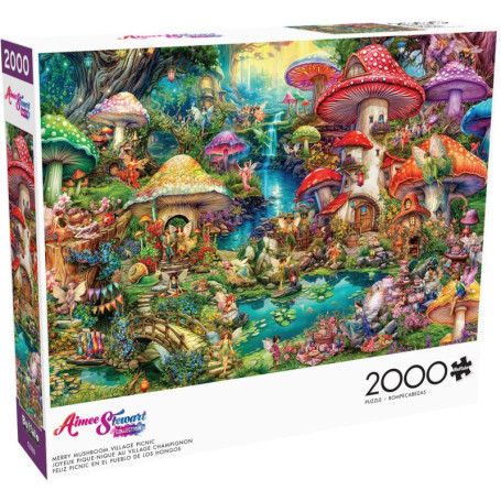 Puzzle 2000 pièces Merry Mushroom Village par Aimee Stewart - Pique-Nique Enchanté