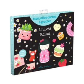 Pochette Kawaï : 8 Cartes à Gratter avec Stylet en Bois