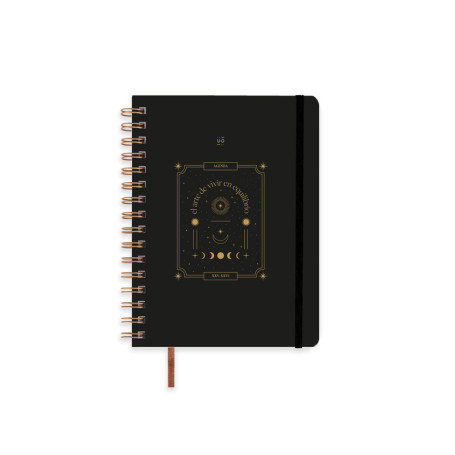 Agenda Scolaire Hebdomadaire UO avec Autocollants et Élastique Noir