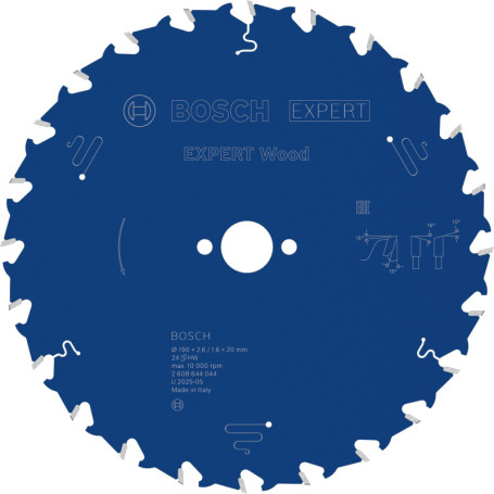 Lame de Scie Circulaire Bosch EXPERT Wood 190 mm pour Bois et Composite