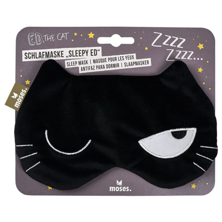 Masque de sommeil Ed le Chat en jersey doux avec bande élastique
