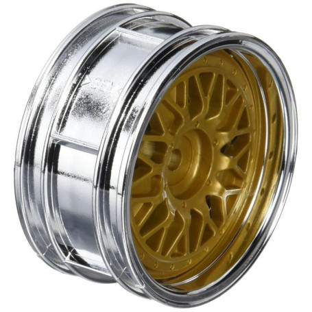 Jantes Tamiya Porsche Taisan 26 mm en Chrome/Or - 2 Pièces