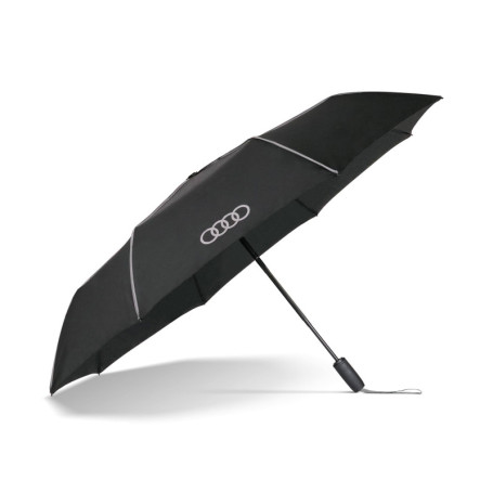 Parapluie de Poche Audi Noir avec Logo Anneaux - Coupe-Vent Moderne