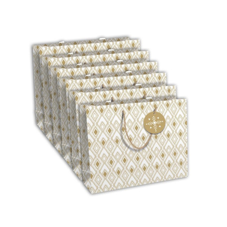 Lot de 6 Sacs Cadeaux Adultes Eurowrap - Grands Formats Géométriques