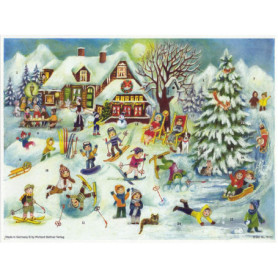 Calendrier de l'Avent 'Ski Hut' en Papier avec Paillettes - Richard Sellmer Verlag