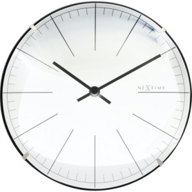 Horloge Murale NeXtime BIG Stripe Mini Dome Blanche - Silencieuse et Élégante, Ø 20 cm