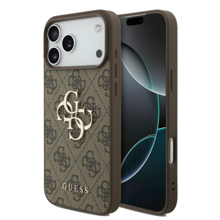 Coque en Cuir Synthétique Guess 4G pour iPhone 17 Pro - Marron
