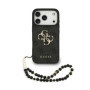 Coque iPhone 17 Pro Guess 4G Strap en Simili Cuir Noir
