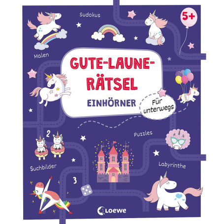 Gute-Laune-Rätsel pour enfants - Einhörner à colorier et résoudre