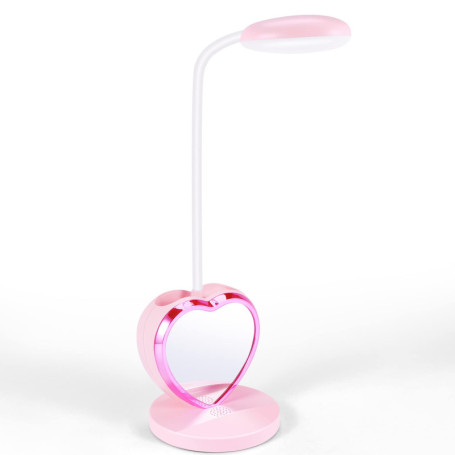 Lampe de Bureau LED Rose Rechargeable avec Port USB et Porte-Stylo