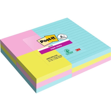 Post-it Notes Super Sticky - Pack de 9 Blocs Adhésifs Multicolores