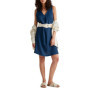 Robe Courte en Lin Bleu avec Col en V - United Colors of Benetton