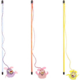 Canne à Pêche Teta pour Chats avec Souris en Peluche et Plumes - Flamingo