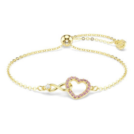 Bracelet Swarovski Hyperbola en Cristal Rose avec Cœur et Infini