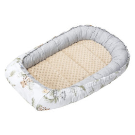 Cocon Réducteur de Lit Bébé 100% Coton Minky - Safari Beige