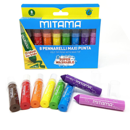 Trousse de 8 Marqueurs Lavables Mitama - Couleurs Pastel Ergonomiques
