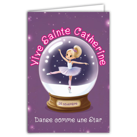 Carte de Vœux Sainte Catherine pour Petite Fille Danseuse étoile - 12x17 cm