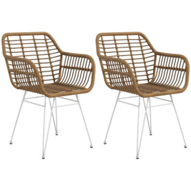 HOMCOM Lot de 2 Chaises de Salle à Manger Design Bohème en Résine Tressée