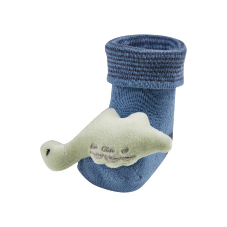 Chaussettes Hochet Dino pour Bébé - Sterntaler, Bleu Moyen, Taille 15-16