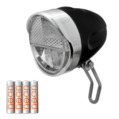 Feu Avant LED pour Vélo Homologué StVZO - 30 Lux avec Piles Incluses