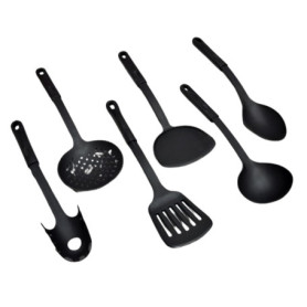 Ensemble de 6 Ustensiles de Cuisine en Plastique Noir - PARENCE