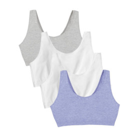 Lot de 4 Soutiens-Gorge de Sport Débardeur en Coton pour Femme - Gris, Blanc, Bleu