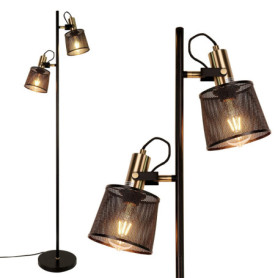 Lampadaire Industriel en Métal Noir avec Interrupteur Réglable pour Bureau et Salon