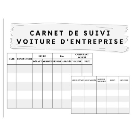 Carnet de Suivi Kilométrique pour Voiture d'Entreprise - 100 Pages