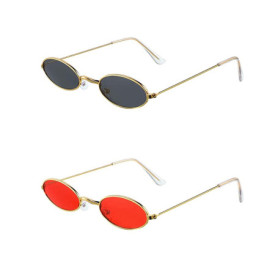 MoKu 2 Paires de Lunettes de Soleil Ovales Vintage pour Femmes et Hommes
