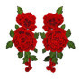 Lot de 4 Patchs en Dentelle Florale 3D Rouge pour Couture et Loisirs Créatifs