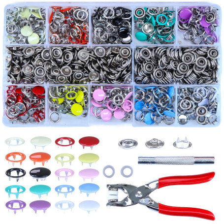 Selyse Lot de 200 Boutons-pression Métalliques Multicolores pour Couture et Bricolage