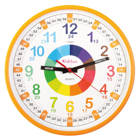 Horloge Murale Éducative Kiddus pour Enfants - Apprendre l'Heure en Amusant