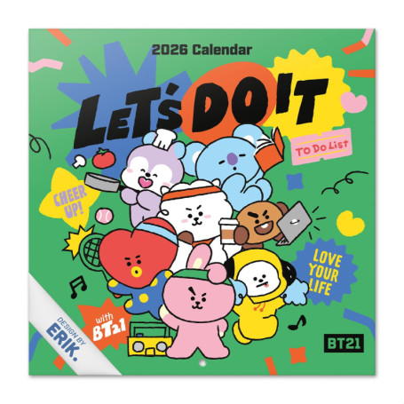 Calendrier Mural 2026 BT21 - Organisation Originale avec Espace Notes