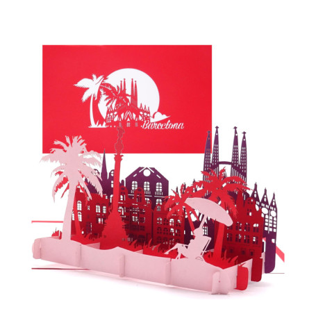 Carte pop-up 3D Barcelone avec Sagrada Familia - Souvenir et invitation