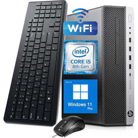 HP EliteDesk 800 G4 SFF - PC de bureau reconditionné avec Intel Core i5 et 256 Go SSD