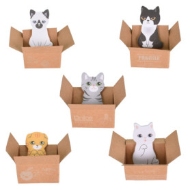 Bloc-notes autocollants en forme de chat - 5 pièces, 200 pages colorées