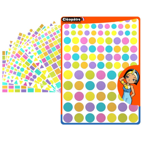 Gommettes Autocollantes Géométriques Cléopâtre - 6 Couleurs Pastel - 40 Feuilles