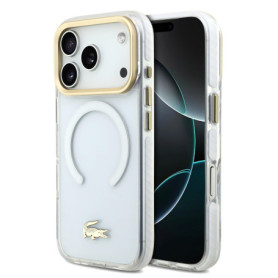 Coque Transparente Anti-Chocs Lacoste pour iPhone 17 Pro - Logo Or Givré