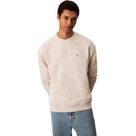 Sweatshirt Calvin Klein Monogram Col Ras du Cou pour Homme - Blanc Chalk