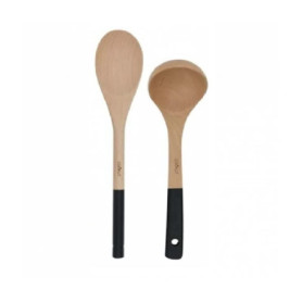 Cuillère et Louche en Bois Noir - Ustensiles de Cuisine COOKUT