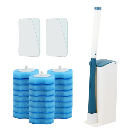 Kit de Nettoyage WC Mu Mianhua avec Support et Têtes Rechargeables - 24 Pièces