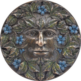 Plaque Murale Bronze Beltane avec Visage de L'Homme Vert - 16 cm