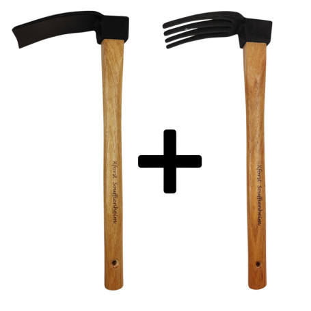 Kit de Houes de Jardin Xforst - Mini Houe et Houe à 4 Dents en Acier Forgé