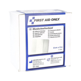 Rouleau de Pansements Doux First Aid Only - 5m x 6cm en Boîte Distributrice