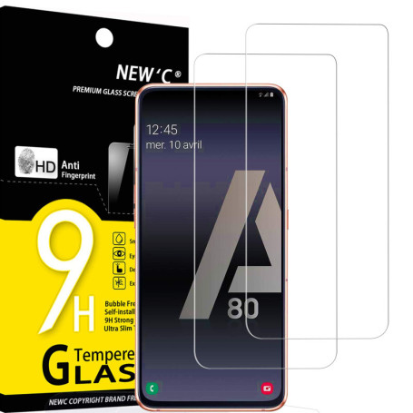 Lot de 2 Verres Trempés pour Samsung Galaxy A80 et A90 - Protection Écran Ultra Résistante