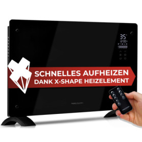 Chauffage Électrique Mobile ProfiCare avec Façade Vitrée - Radiateur Silencieux et Murale